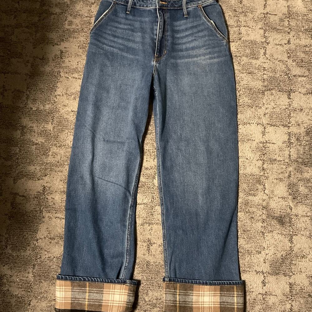 Women’s Hollister jeans, ultra high-rise flannel rolled hemmed leg size 11r new‎